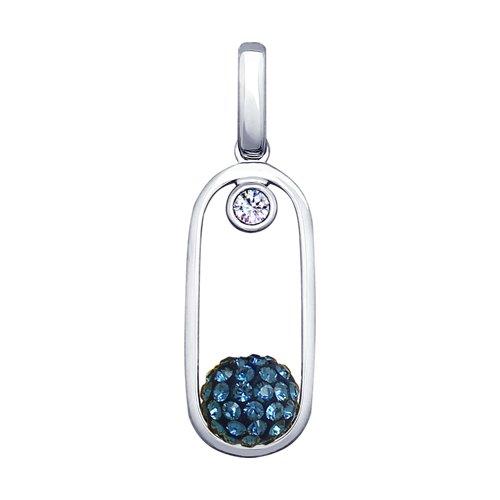 Подвеска SOKOLOV серебро с родием, кристалл swarovski фианит 94032124