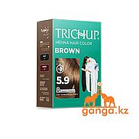 Краска Тричап на основе хны Коричневая (Henna hair color TRICHUP), 6 пакетиков по 10 грамм