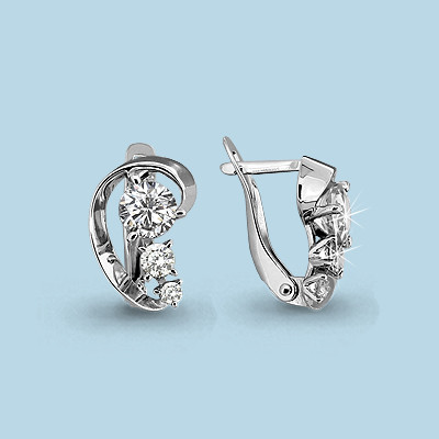 Серьги серебряные классические Aquamarine 43642.5 покрыто родием