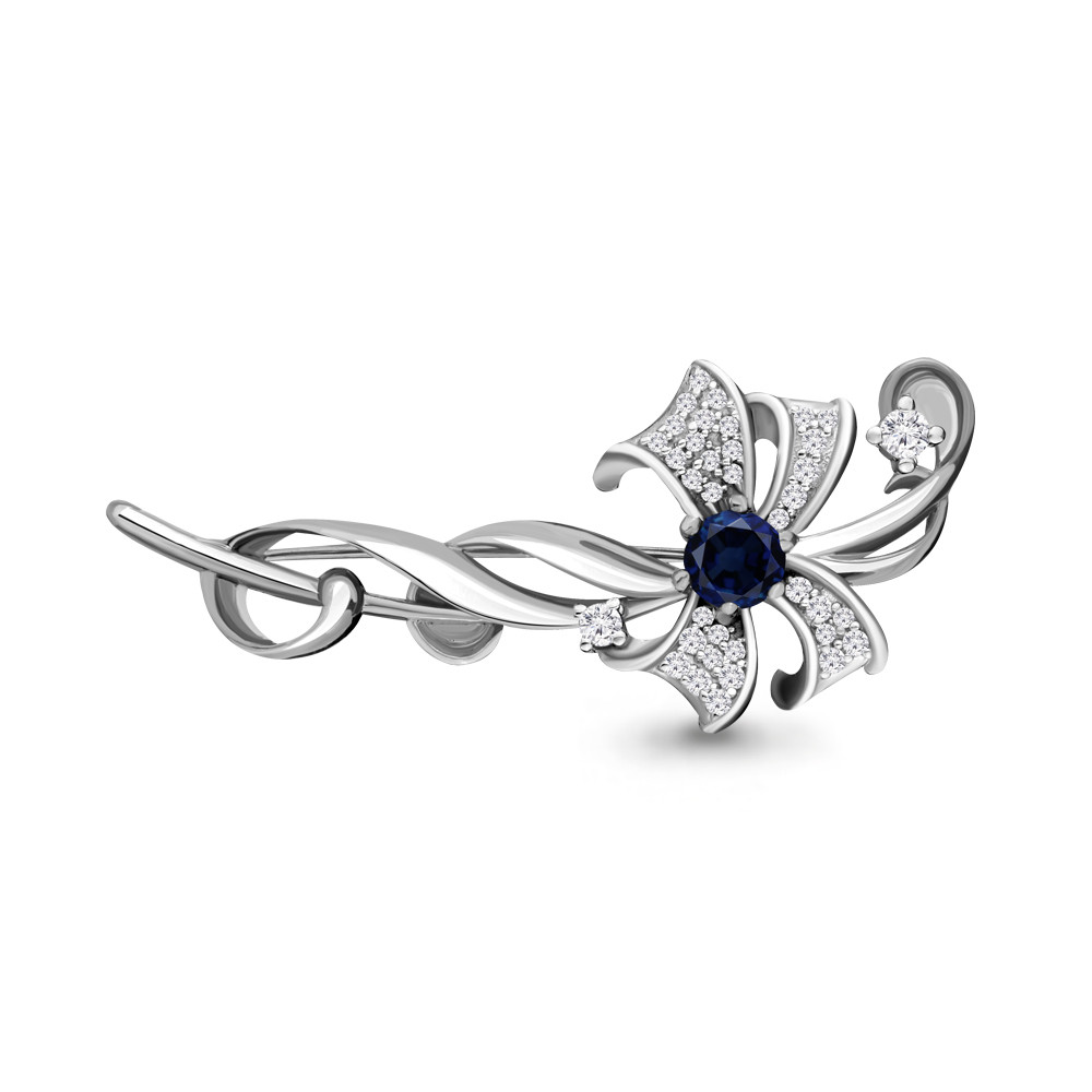 Брошь Aquamarine серебро с родием, флора 71508Б.5