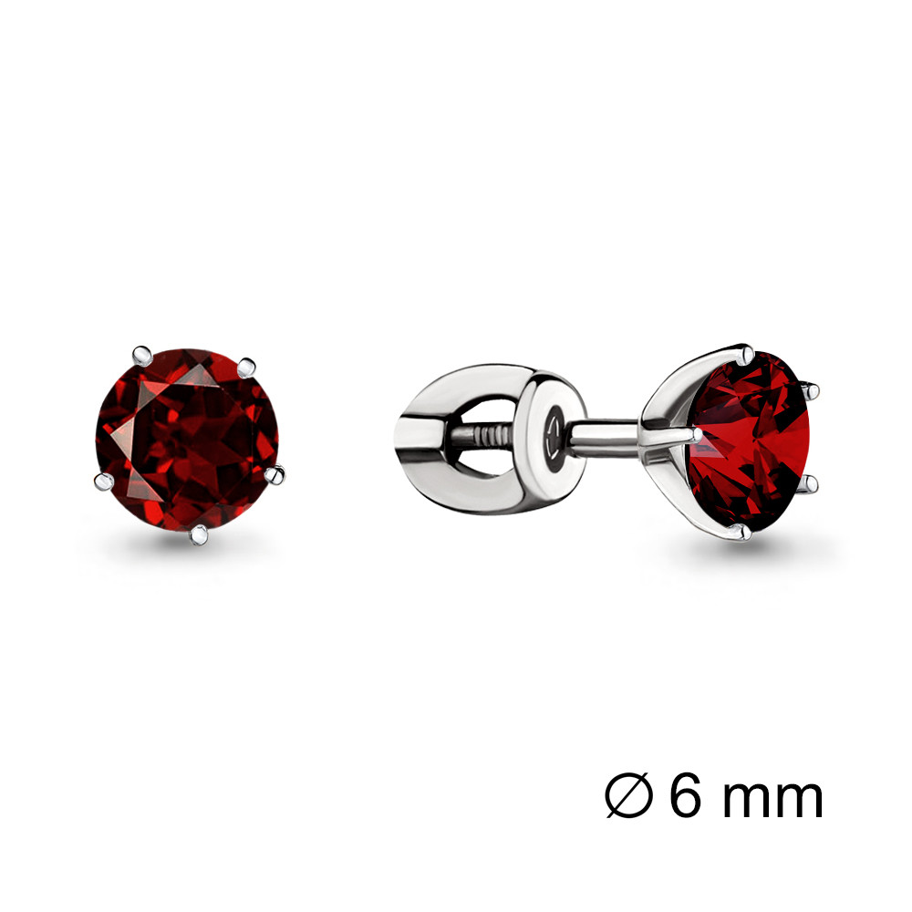 Серьги Aquamarine серебро с родием, гранат, "каратник" 4403803
