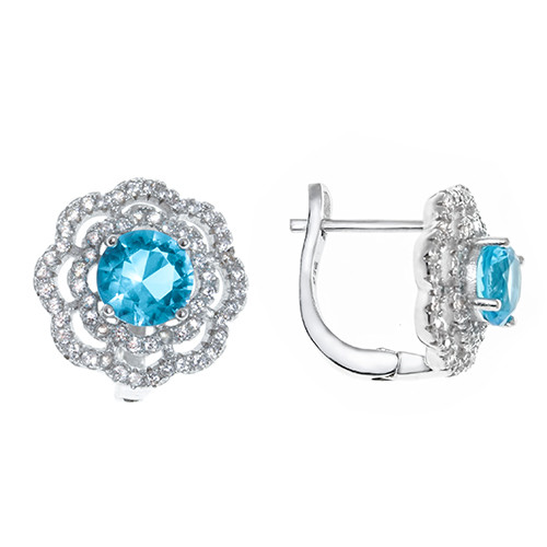 Серьги из серебра с фианитом Teosa ZDE-8538-TSWC покрыто родием,с английским замком