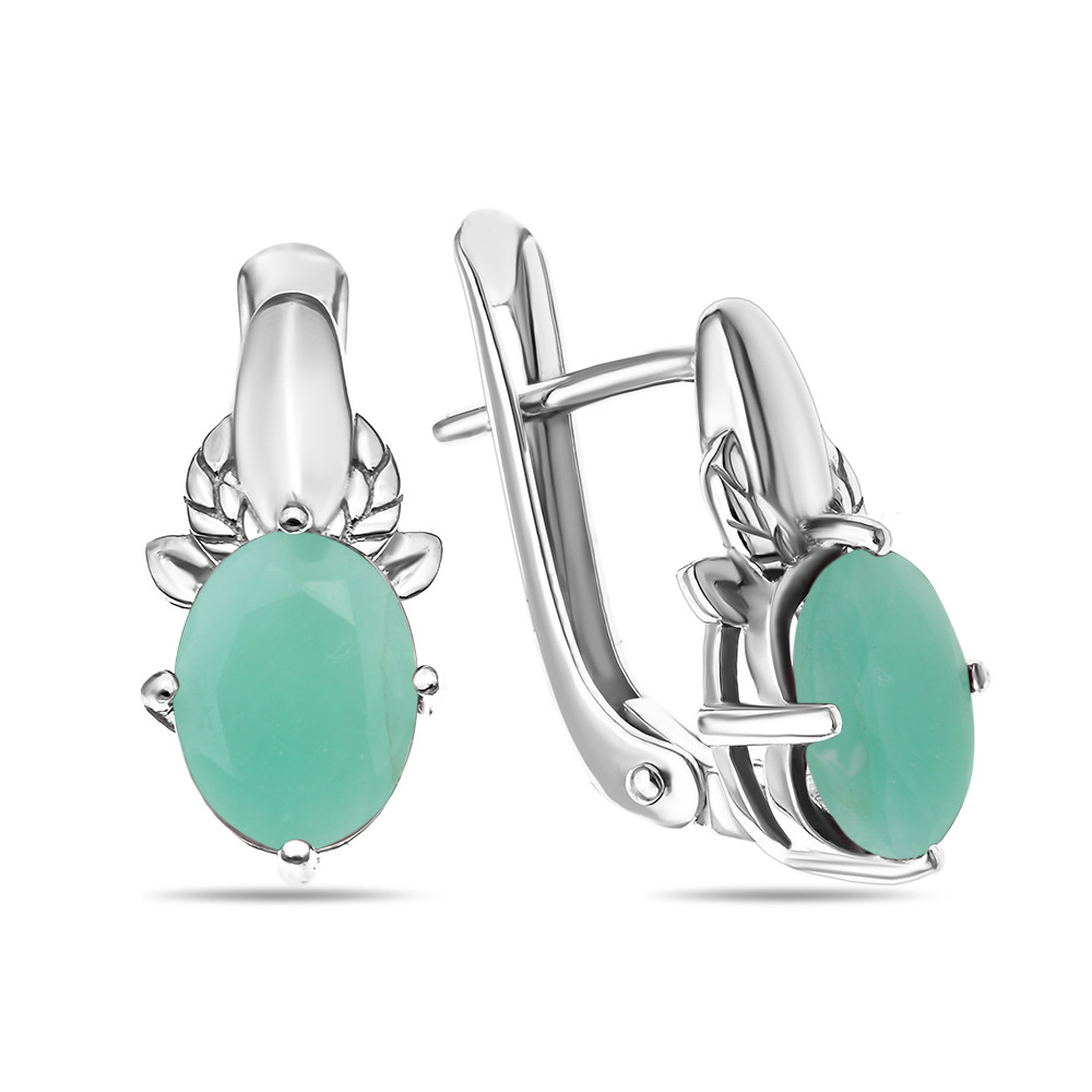 Серьги Teosa серебро с родием, изумруд, "каратник" E-DRGR00795-EM