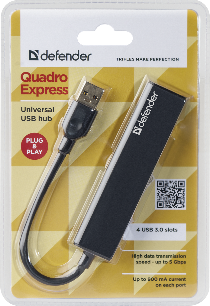 Defender 83204 USB разветвитель универсальный Quadro Express USB3.0, 4 порта - фото 3 - id-p84867215
