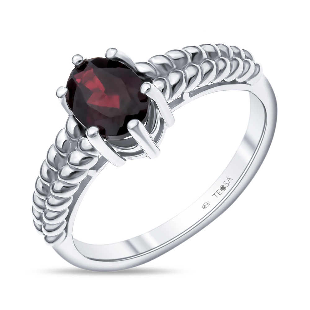 Кольцо Teosa серебро с родием, гранат, "каратник" R-DRGR00819-GR
