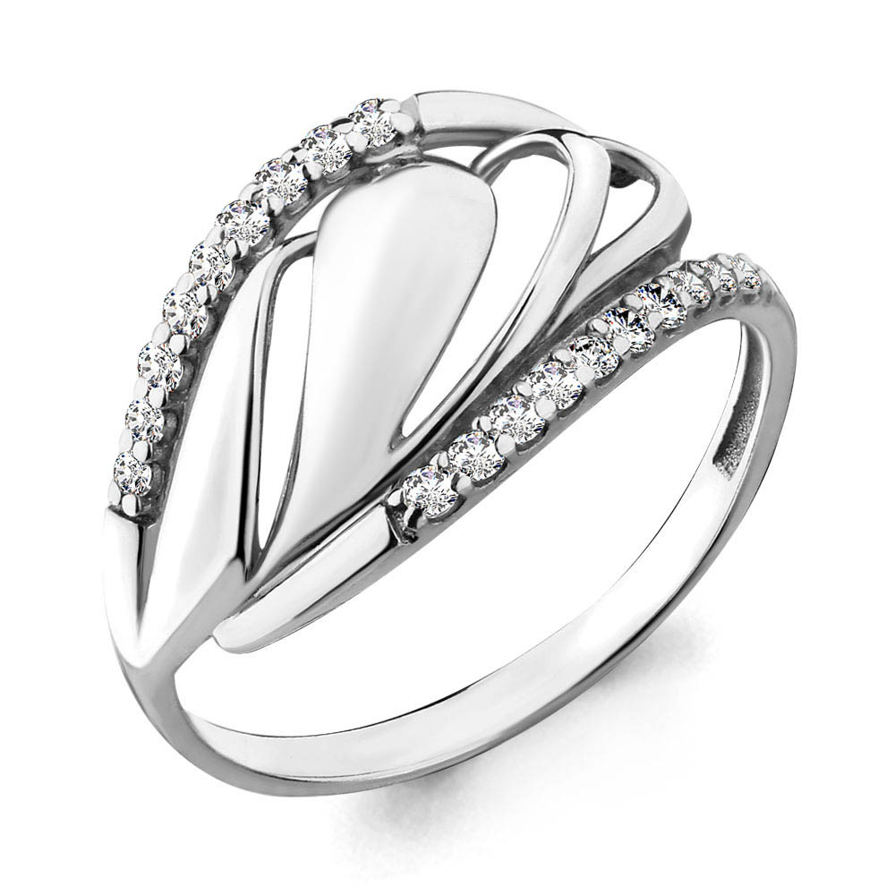 Серебряное кольцо  Фианит Aquamarine 64989А.5 покрыто  родием