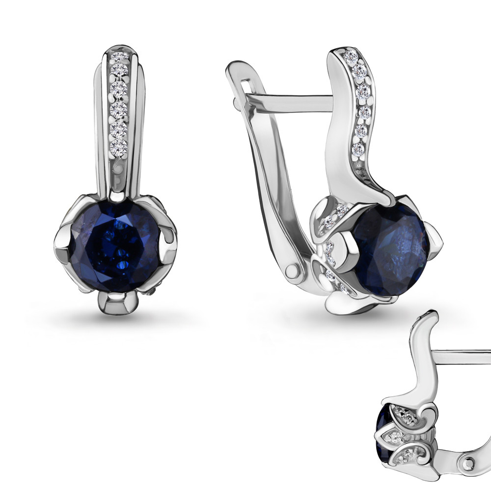 Серьги Aquamarine серебро с родием 42969Б.5