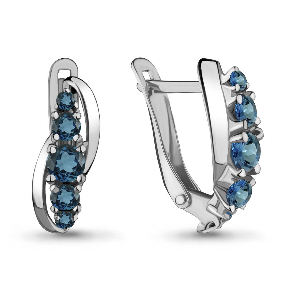 Серьги серебряные классические Aquamarine 4403308.5 покрыто родием