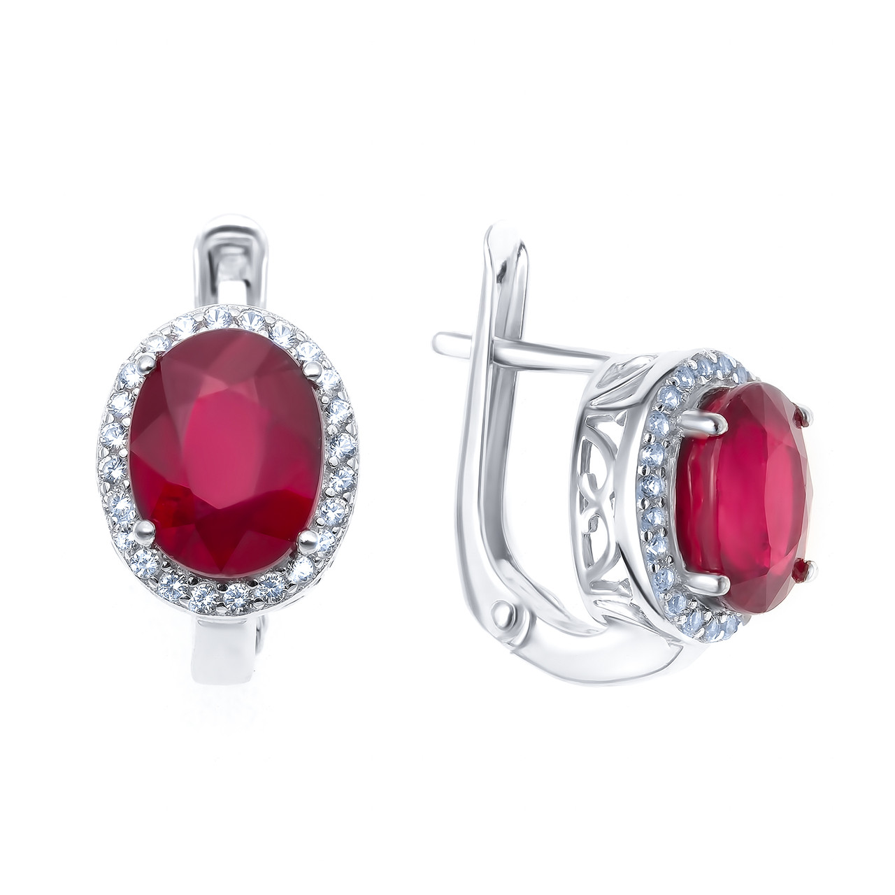 Серебряные серьги с топазом белым и рубином Teosa E-DRGR00907-RB-T