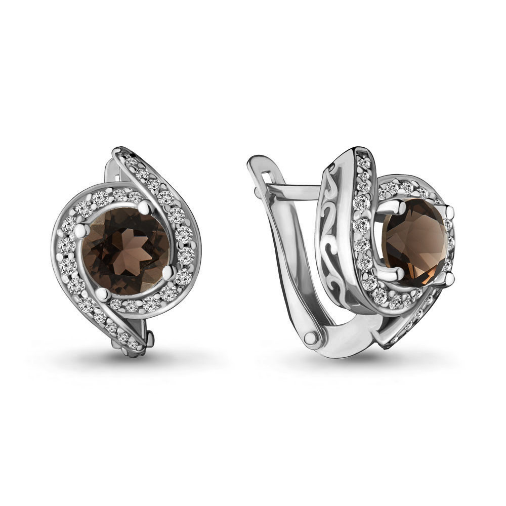 Серьги серебряные классические Aquamarine 4297701А.5 покрыто родием