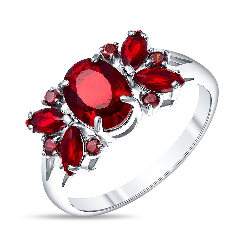 Кольцо MASKOM серебро с родием, фианит, , многокаменка 100-1203RB размеры - 17,5