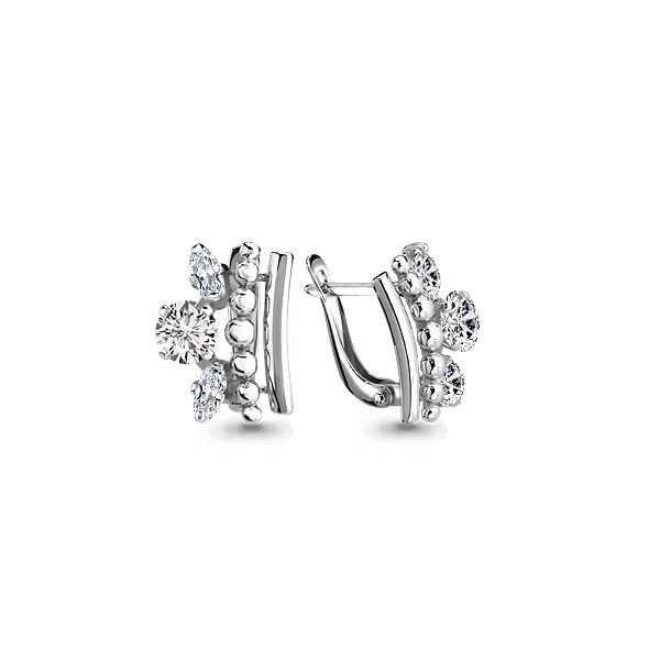 Серьги серебряные классические Aquamarine 45810А.5 покрыто родием