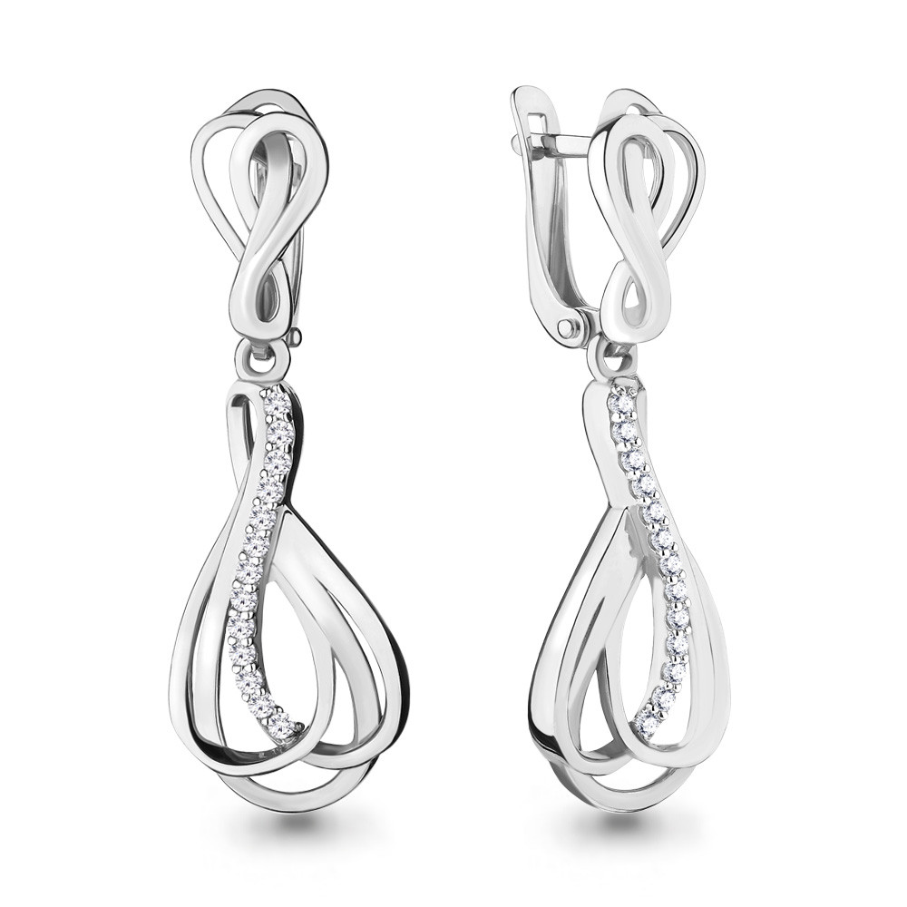 Серьги длинные Aquamarine 46205А.5 покрыто родием