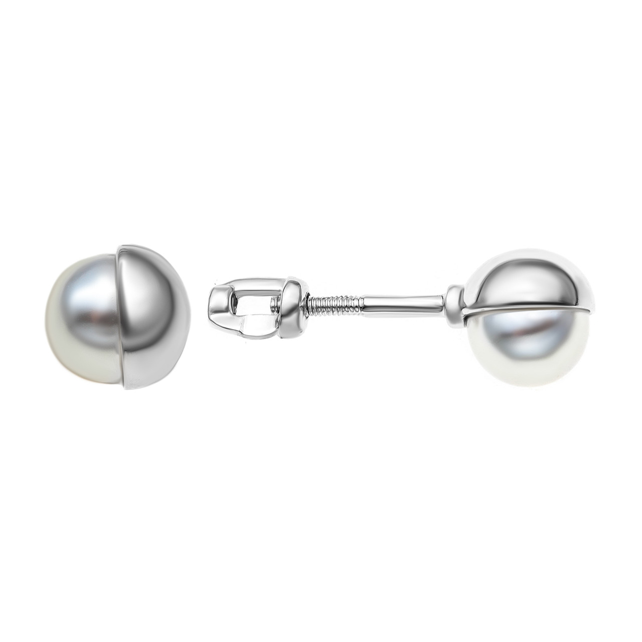 Серьги из серебра с жемчугом имитированным MASKOM 2000-0366-PL