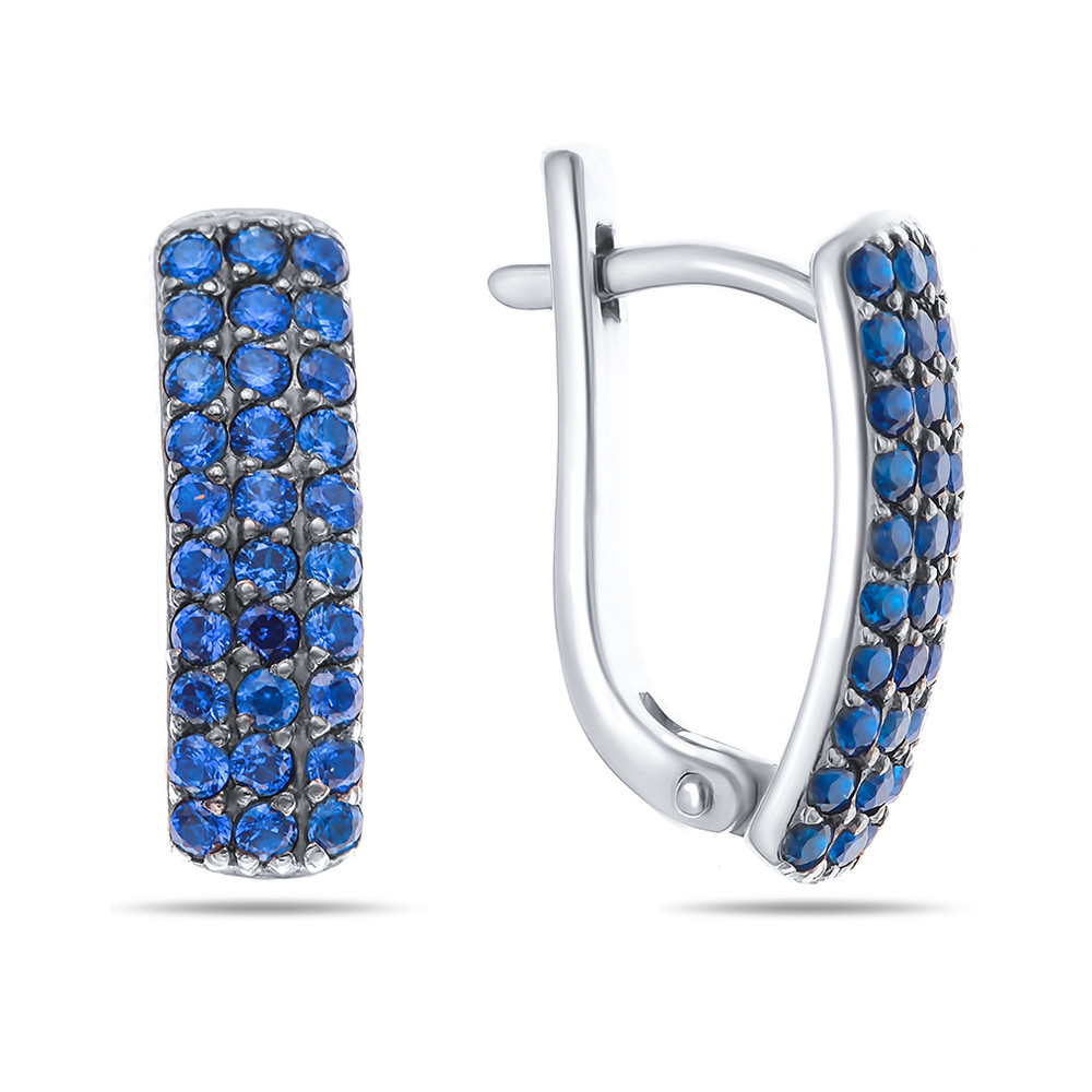 Серьги Prestige серебро с родием, фианит цветной, дорожка 02509с