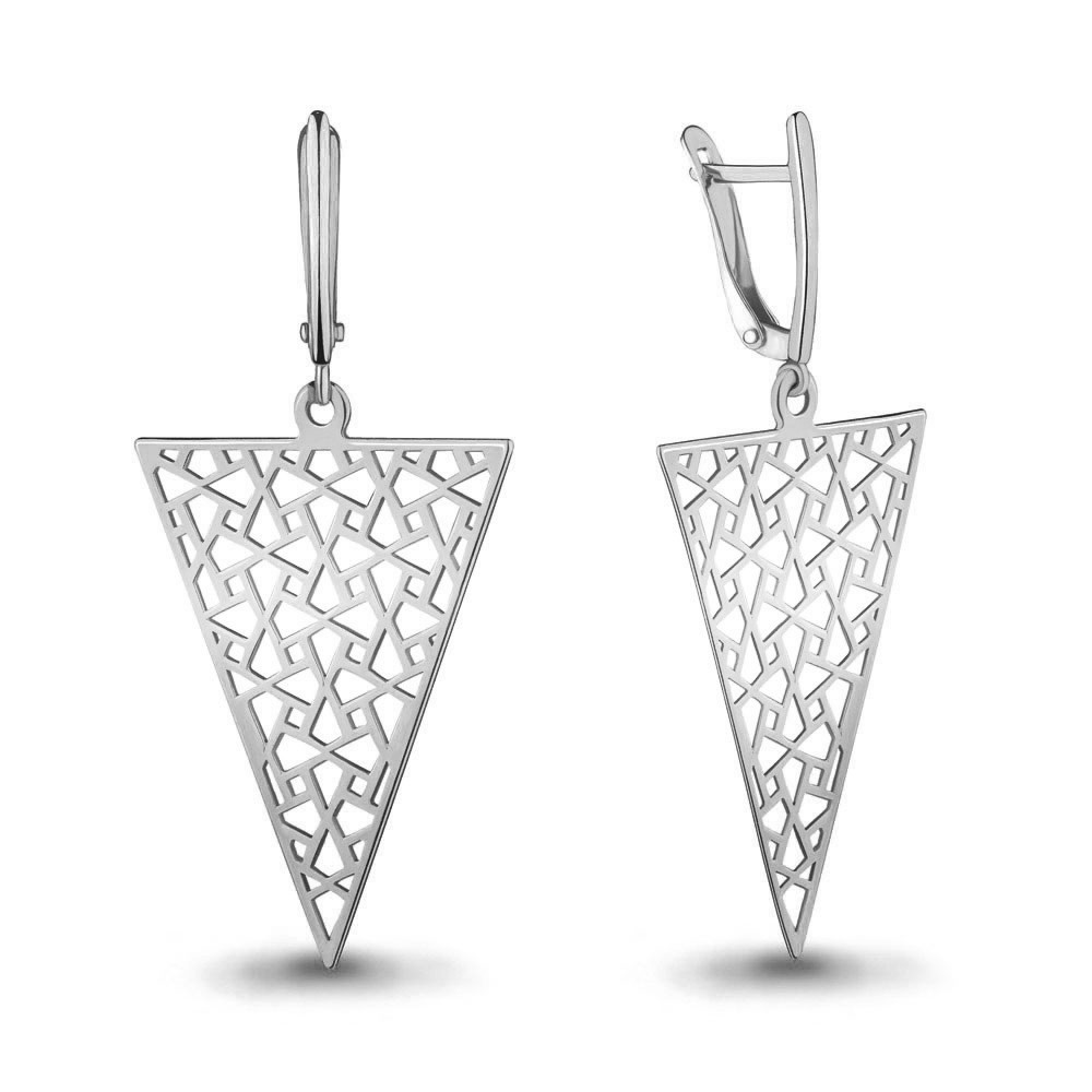 Серьги длинные из серебра Aquamarine 33556.5 покрыто родием