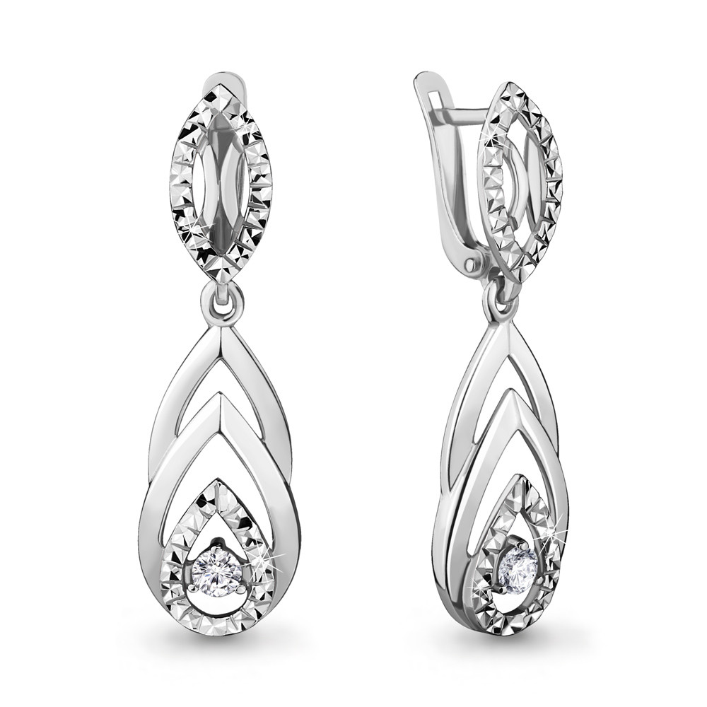 Серьги Aquamarine серебро с родием, фианит, фантазия 48031А.5