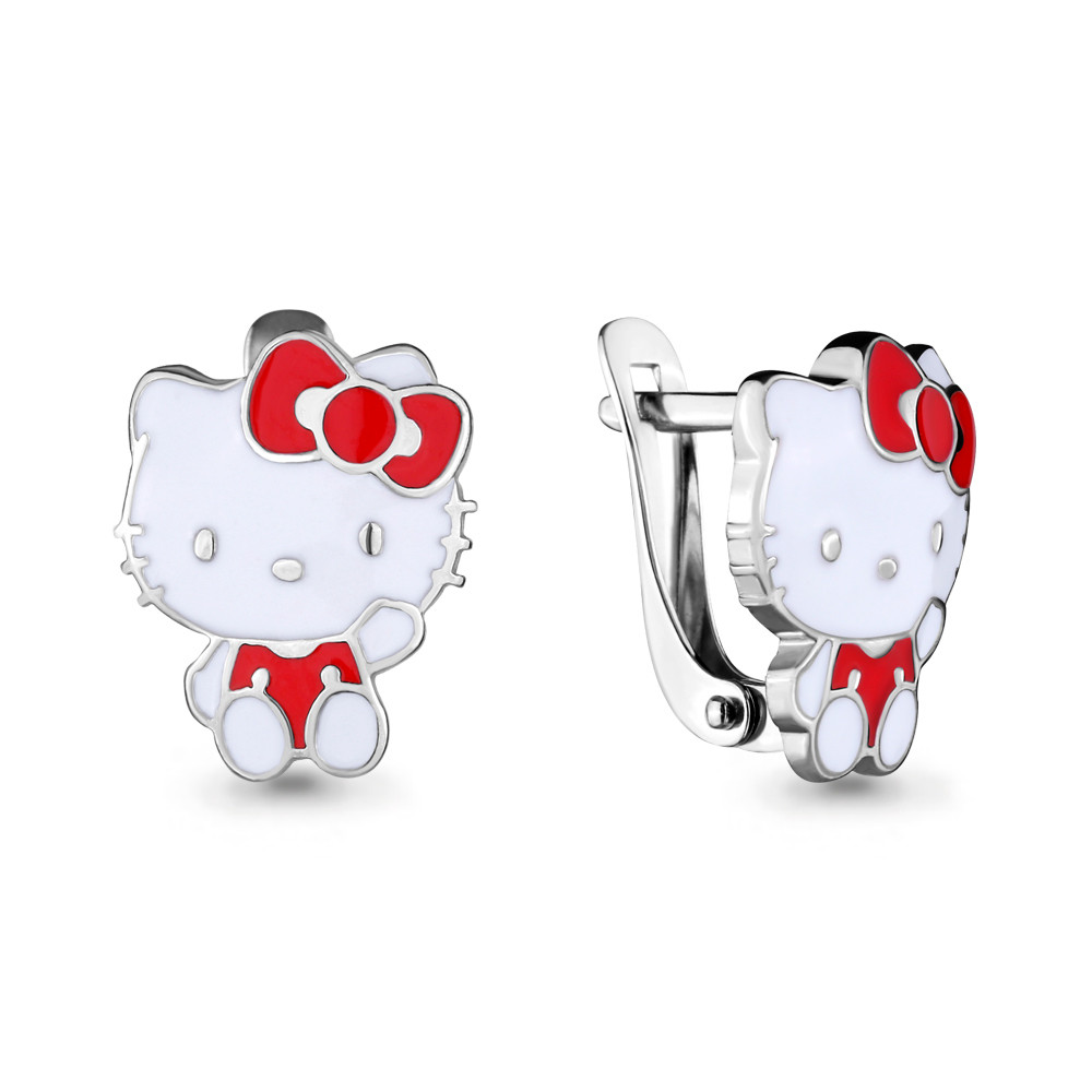 Серебряные серьги Aquamarine 33475.5 покрыто родием коллекц. Hello Kitty