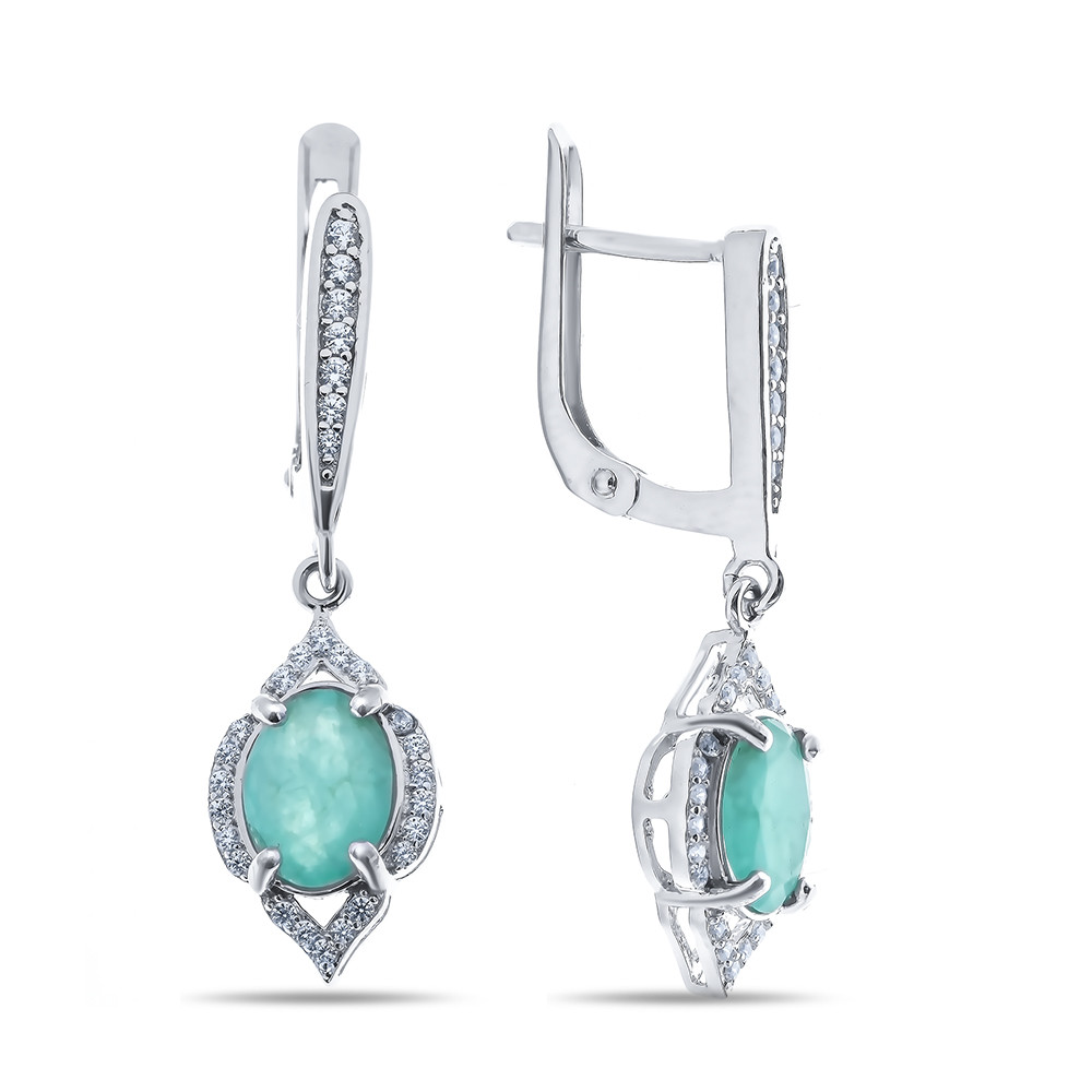 Серебряные серьги с фианитом Teosa E-DRGR00398-EM