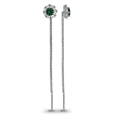 Серьги Aquamarine серебро с родием, стекло фианит, "halo" 41024Г.5