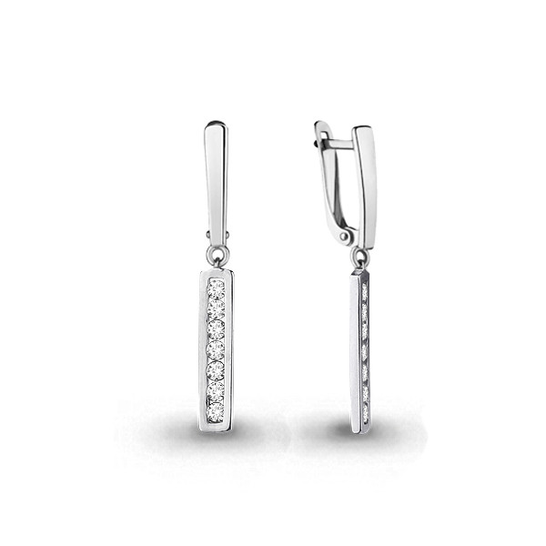 Серьги Aquamarine серебро с родием, фианит, с английским замком, фантазия 45517А.5