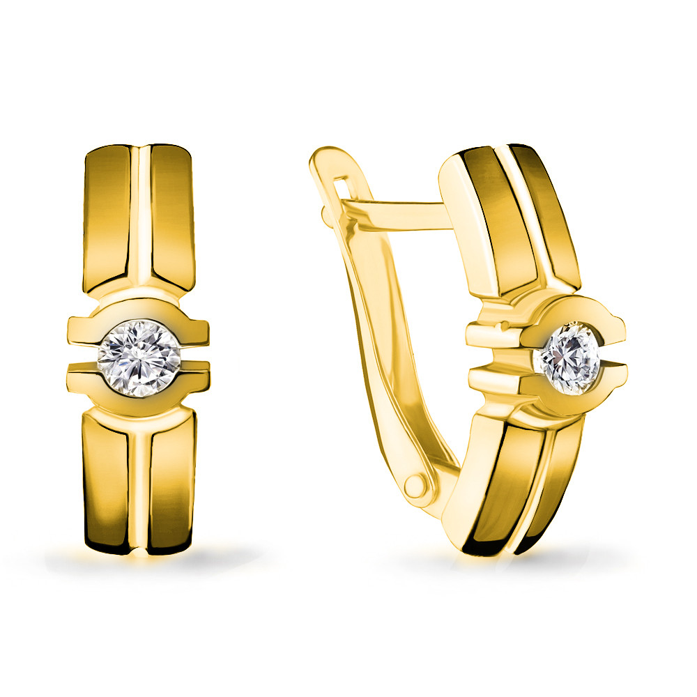 Серьги Aquamarine серебро с позолотой, фианит, фантазия 46979А.6