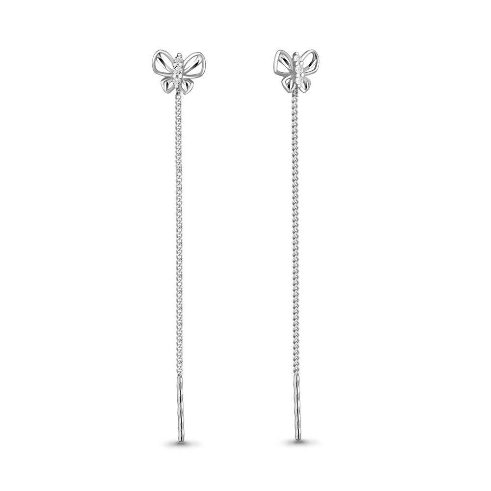 Серьги Aquamarine серебро с родием, фианит, бабочка 40998А.5
