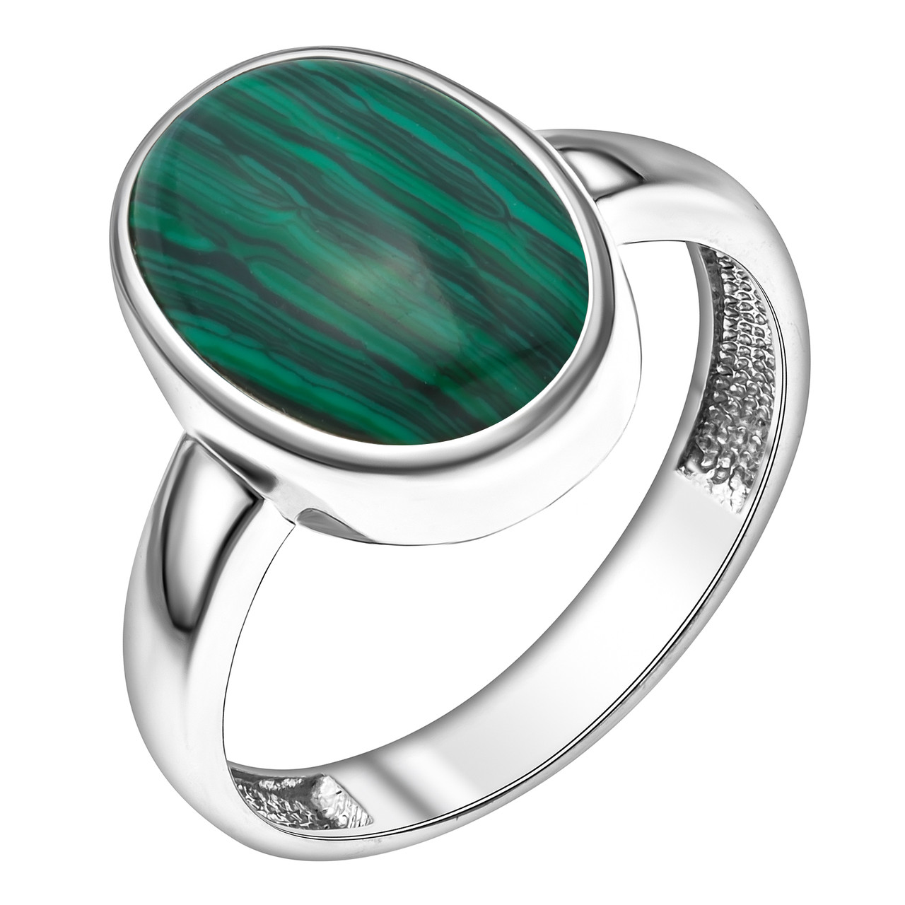 Кольцо Teosa серебро с родием, малахит синт., , овал 1000-0339-ML размеры - 18,5