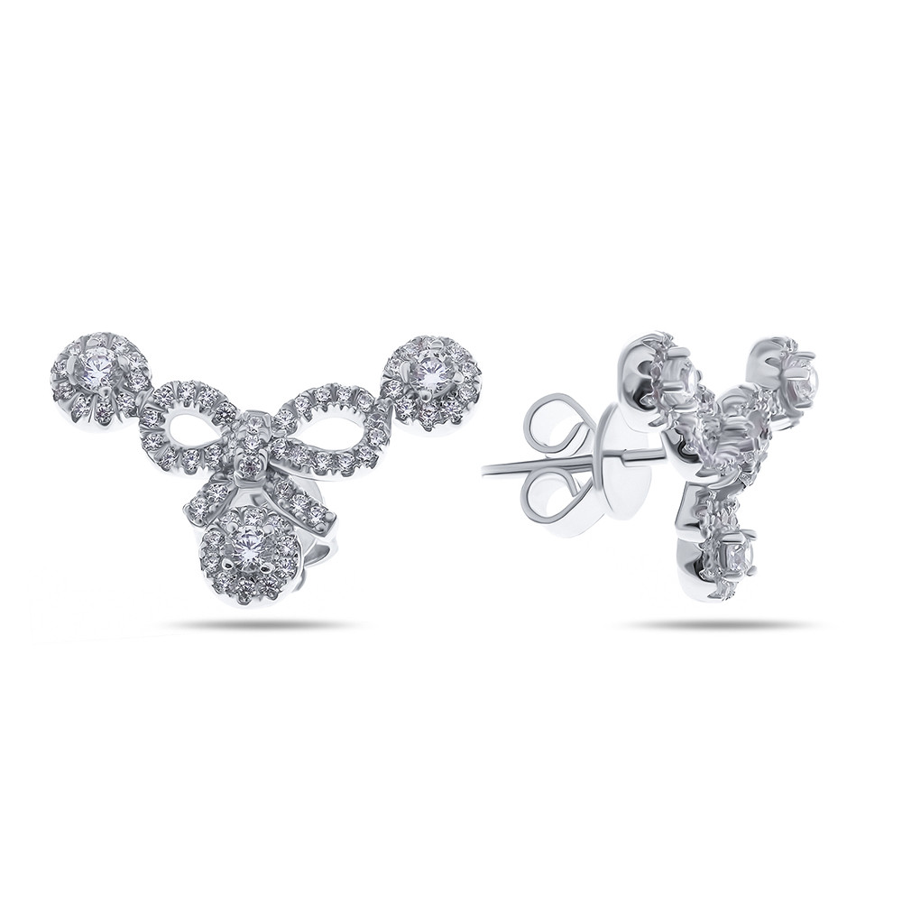 Серьги Teosa серебро с родием, фианит, бантик HDLB-1060-E