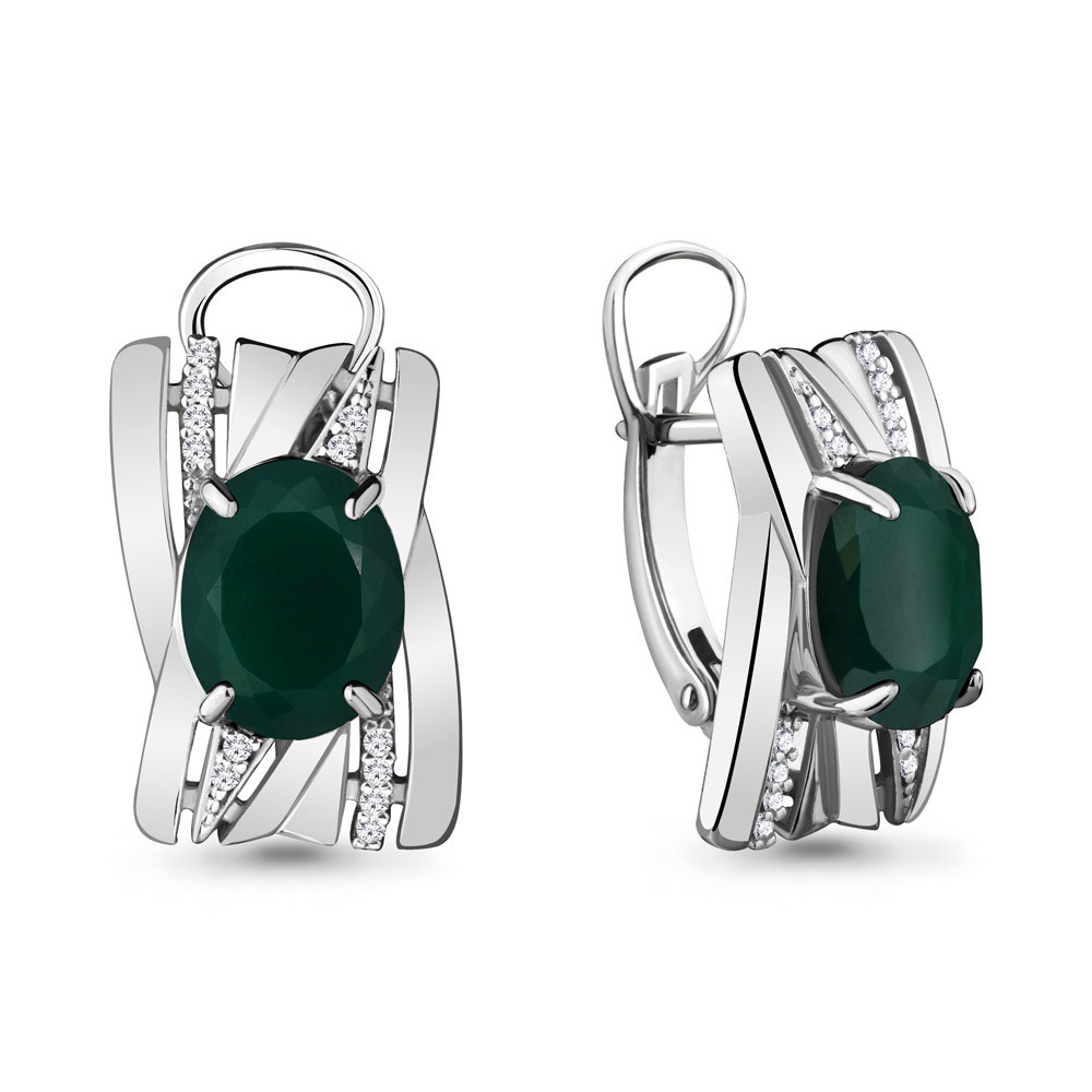 Серьги серебряные классические Aquamarine 4478809А.5 покрыто родием