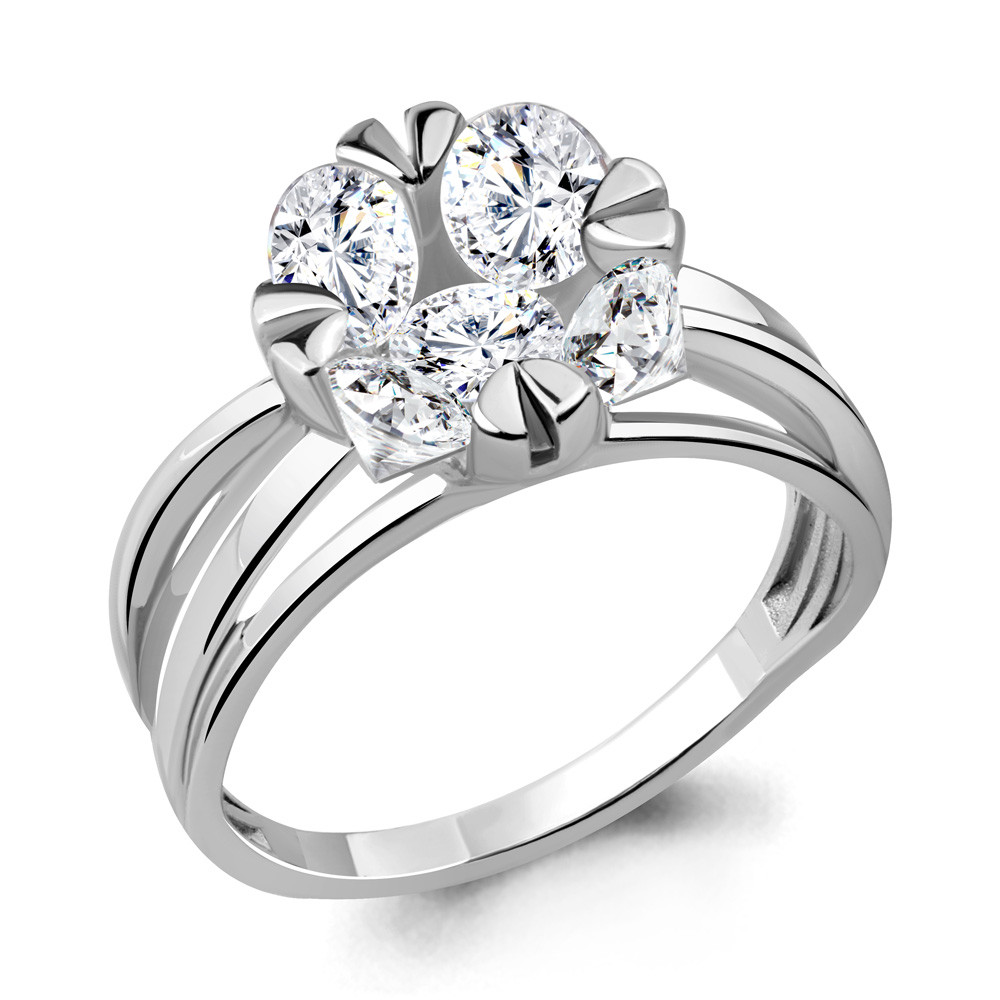 Серебряное кольцо  Фианит Aquamarine 68581А.5 покрыто  родием коллекц. Supreme