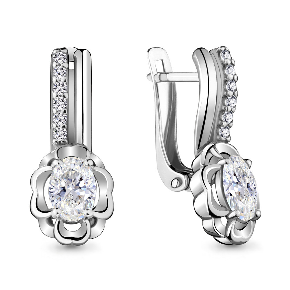 Серьги классические Aquamarine 48201А.5 покрыто родием