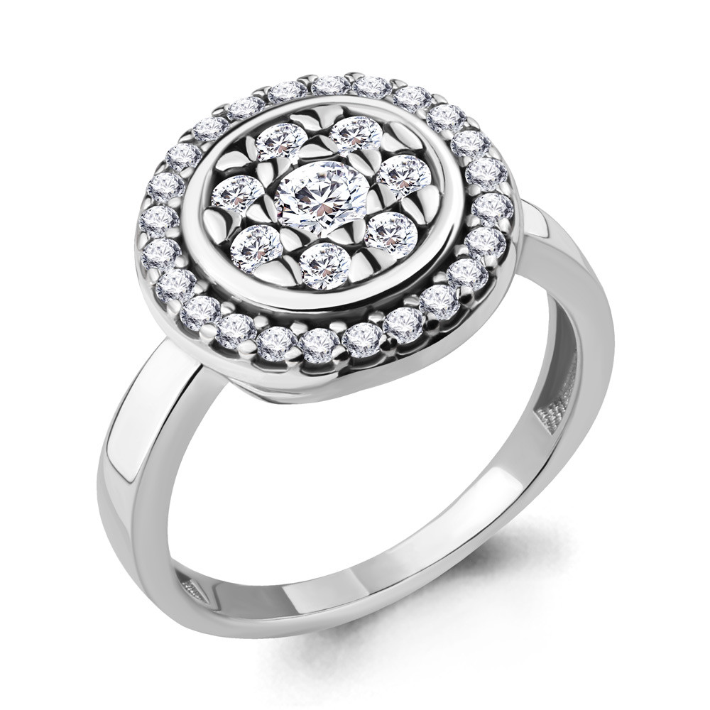 Серебряное кольцо  Фианит Aquamarine 68545А.5 покрыто  родием