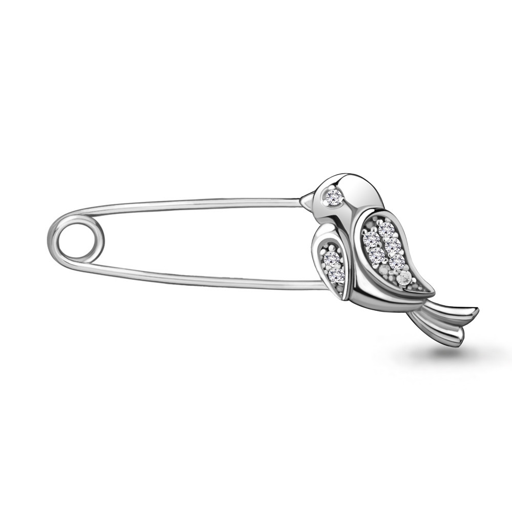 Брошь Aquamarine серебро с родием, фианит 77348А.5
