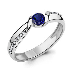 Серебряное кольцо  Фианит  Наносапфир Aquamarine 66549Б.5 покрыто  родием
