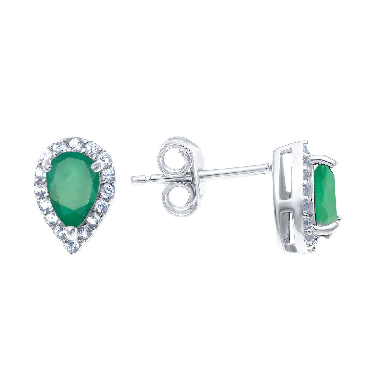 Серьги из серебра с топазом белым и Teosa E-DRGR00906-EM-T