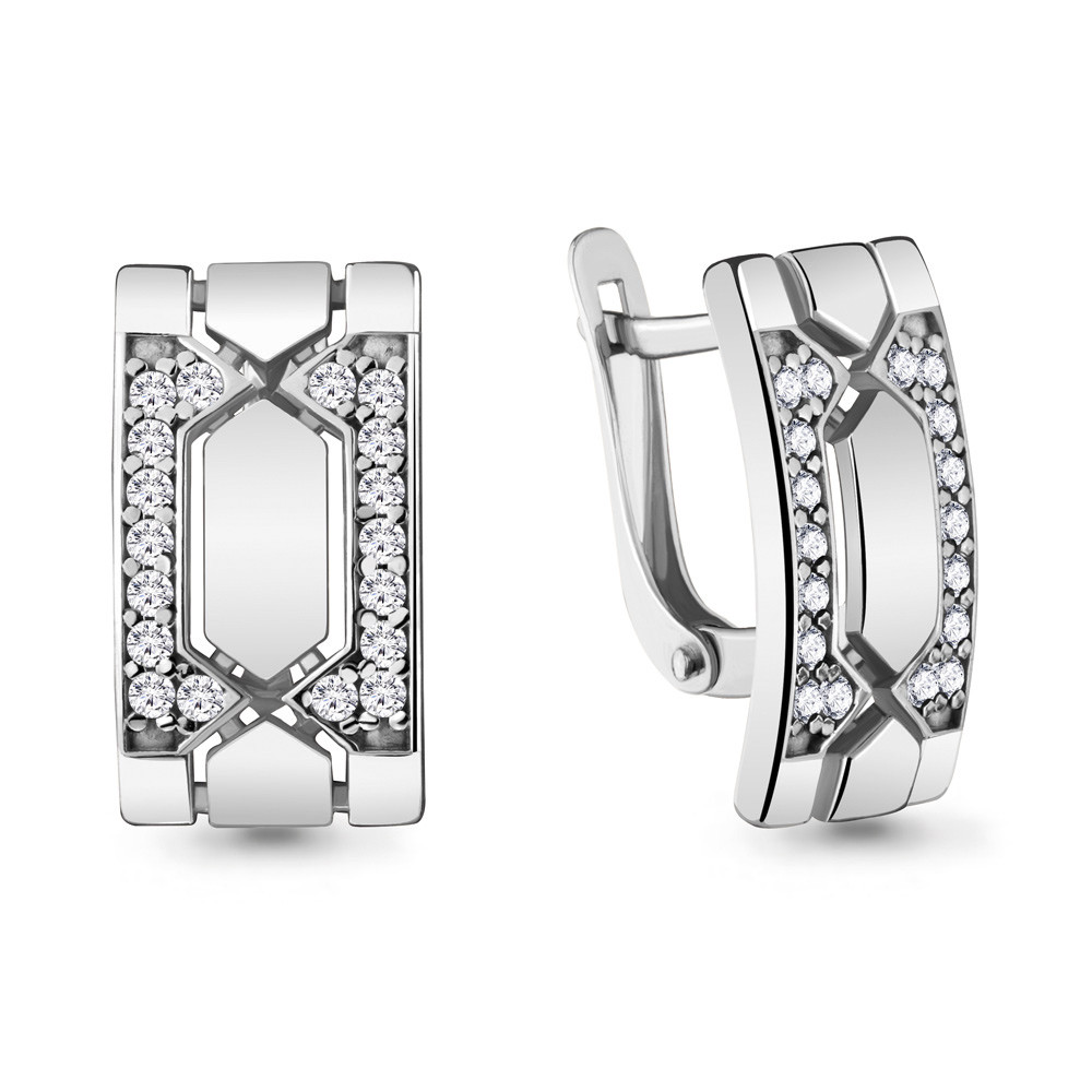 Серьги из серебра с фианитом Aquamarine 48087А