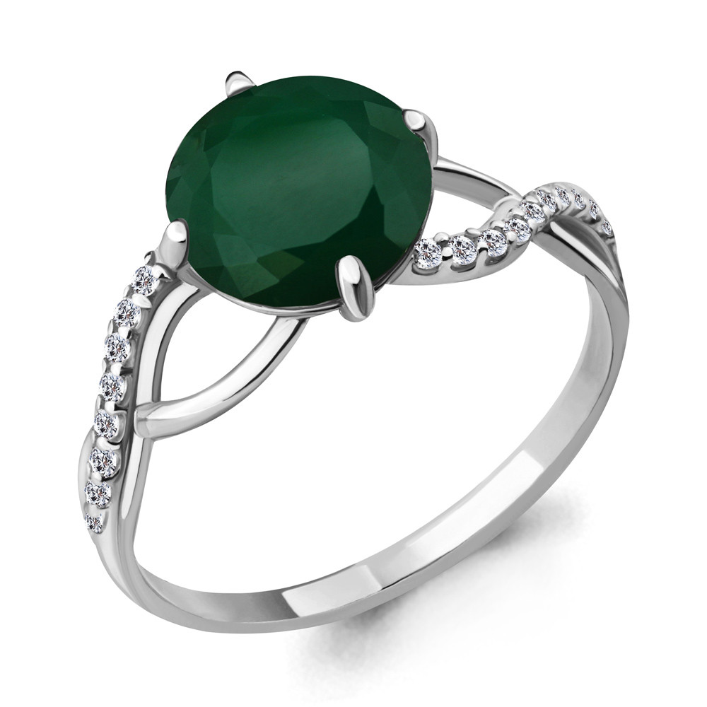 Кольцо серебряное классическое Aquamarine 6547209А.5 покрыто родием коллекц. Фруктовый лёд