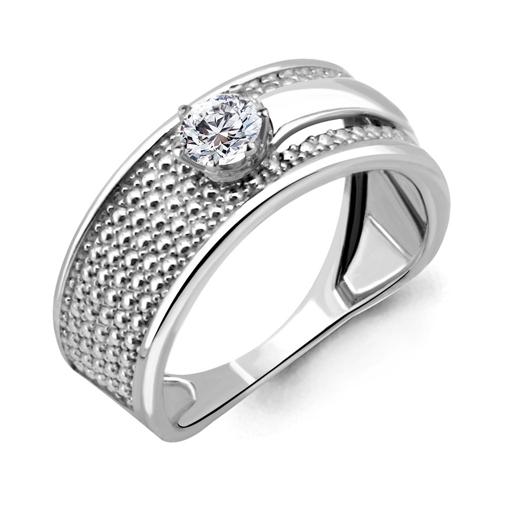 Кольцо  серебряное классическое Aquamarine 68296.5 покрыто  родием