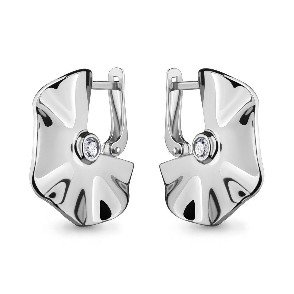 Серебряные серьги Aquamarine 48281А.5 покрыто родием коллекц. Dynamic