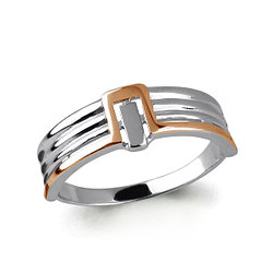 Серебряное кольцо Aquamarine 54383.5 покрыто  родием