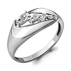 Серебряное кольцо  Фианит Aquamarine 64772А.5 покрыто  родием коллекц. Fresh