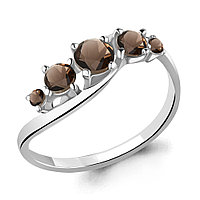 Серебряное кольцо Кварц дымчатый Aquamarine 6509201.5 покрыто родием