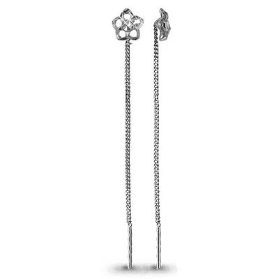 Серьги Aquamarine серебро с родием, без вставок, продевки, флора 30808
