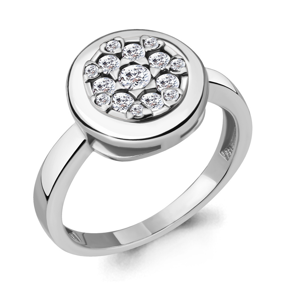 Серебряное кольцо  Фианит Aquamarine 68546А.5 покрыто  родием
