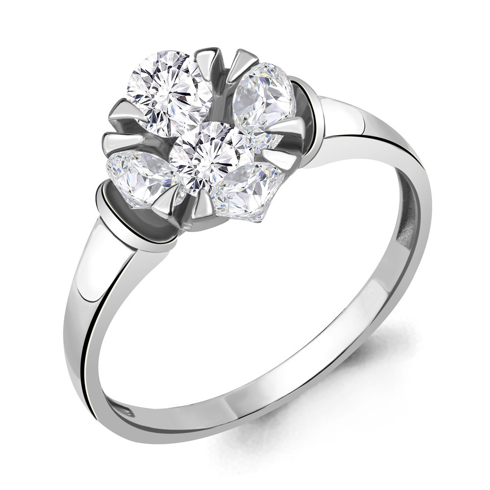 Серебряное кольцо  Фианит Aquamarine 68578А.5 покрыто  родием коллекц. Supreme