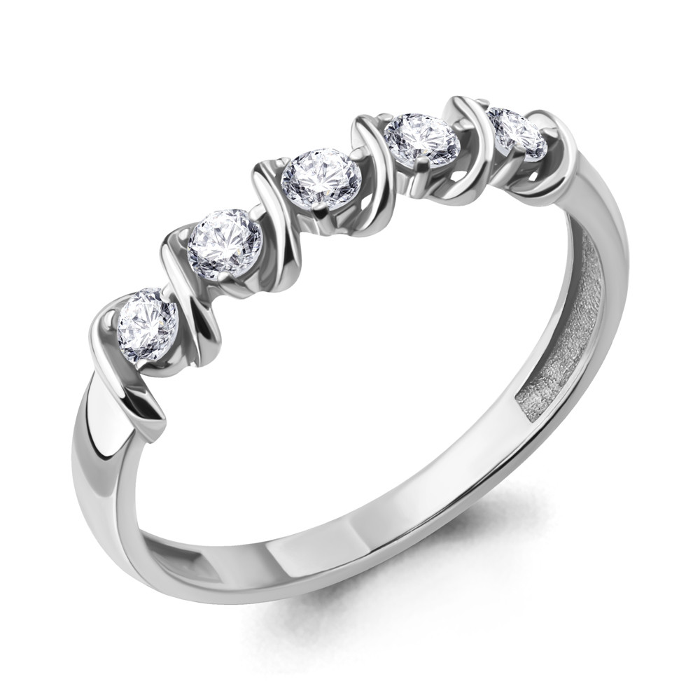 Серебряное кольцо  Фианит Aquamarine 68706А.5 покрыто  родием