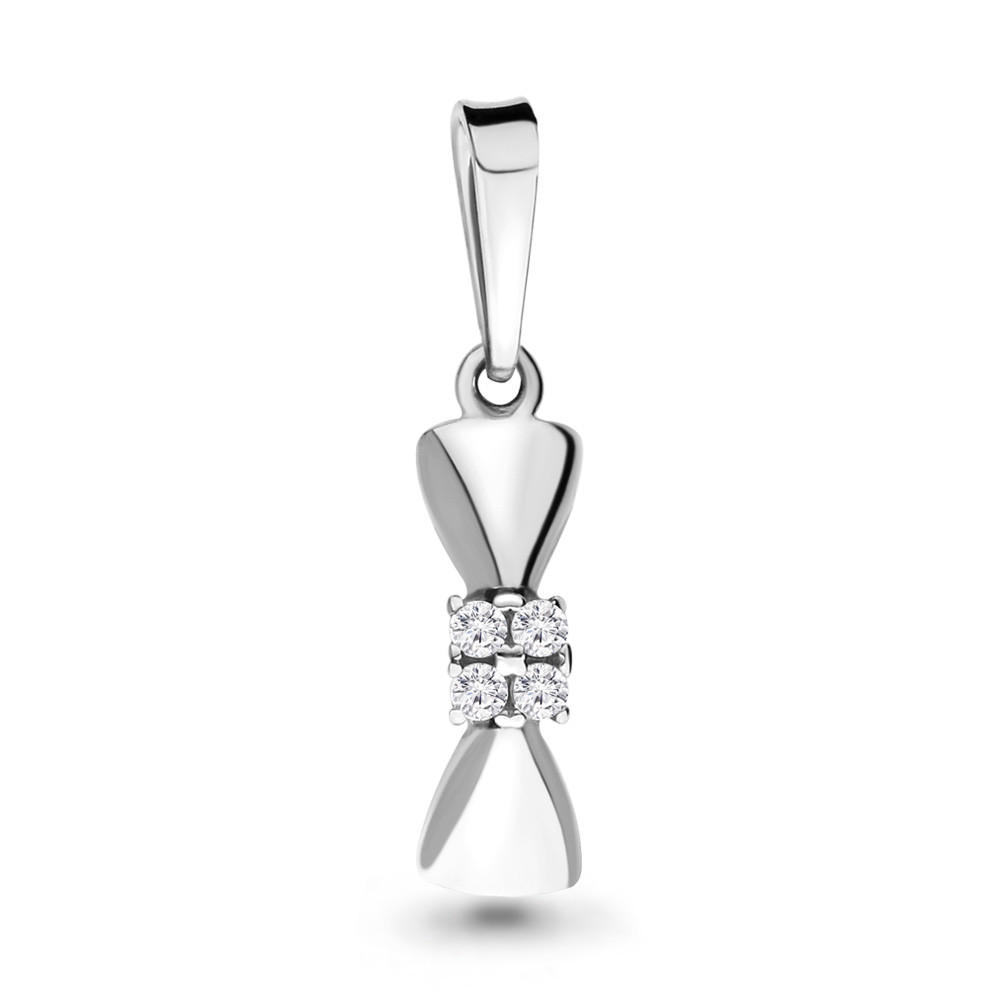 Подвеска Aquamarine серебро с родием, фианит, бантик 23394А.5