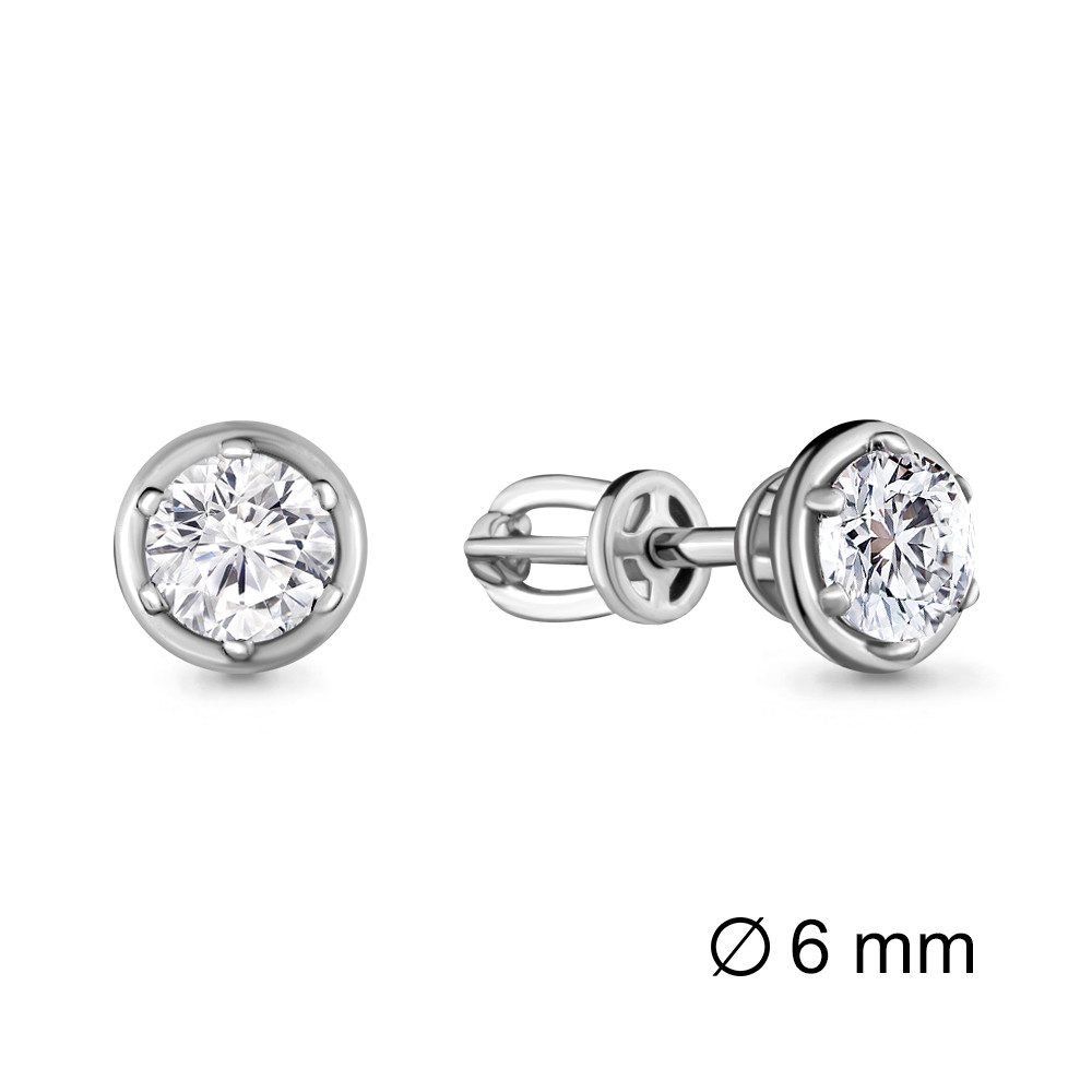 Серьги Aquamarine серебро с родием, фианит сваровски, винтовой замок, "каратник" 43573.5