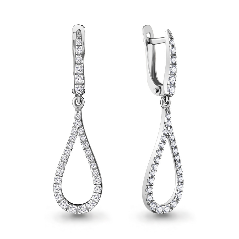 Серьги Aquamarine серебро с родием, фианит, с английским замком, фантазия 48255А.5
